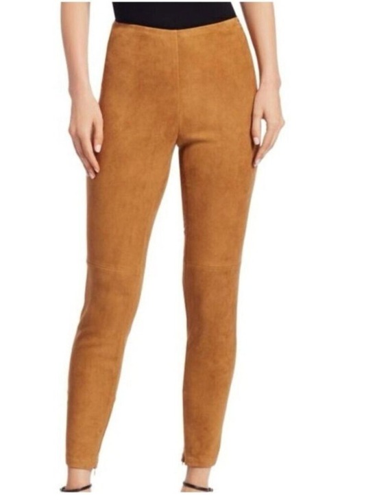 &BASICS Pants - &Basics Womens Faux Suede Straight Leg Pants In Camel